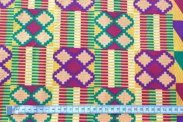 PURPLE GREEN CROSS-Afrikanischer-Kente-Stoff-